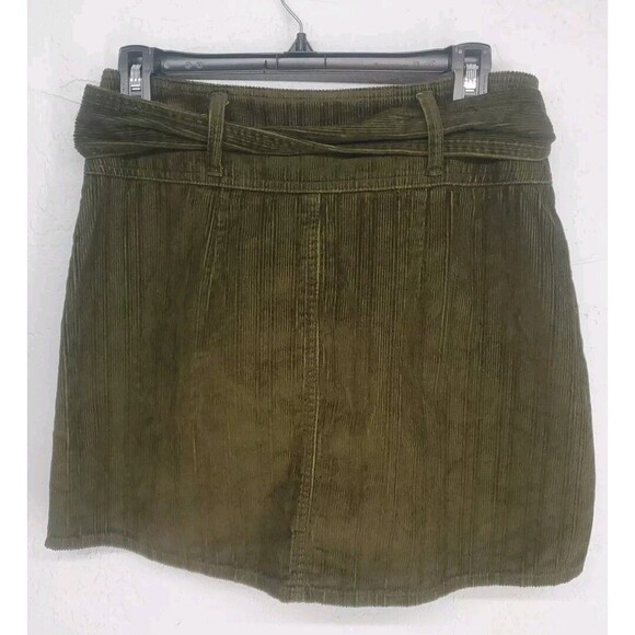 Rewash Belted Mini Skirt Corduroy Hunter Green Size 7/28 - Picture 3 of 5